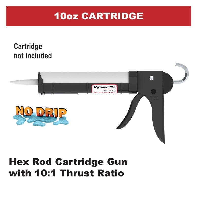 Albion Engineering H10XD Viper Line Manual Barrel Cartridge Caulking Gun with Hex Rod, No Drip, 1/10 Gallon (10 oz), 10:1 Drive - Image 2